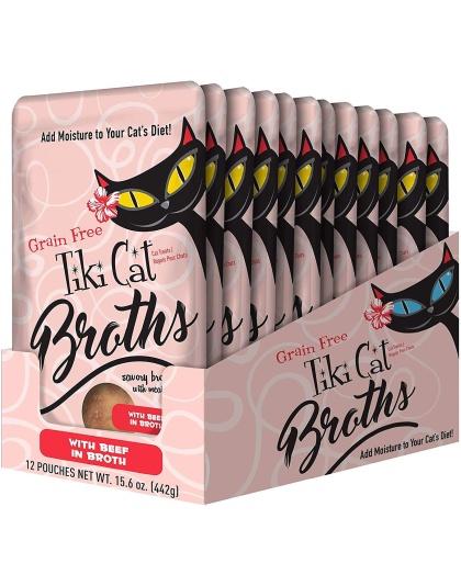 Tiki Pets Cat Beef in Broth 1.3oz Pouch (Case of 12)
