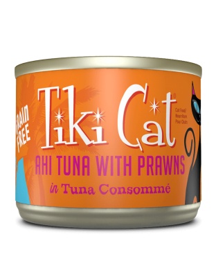 Tiki Pets Cat Manana Grill Ahi Tuna & Prawns in Broth 6oz. (Case of 8)