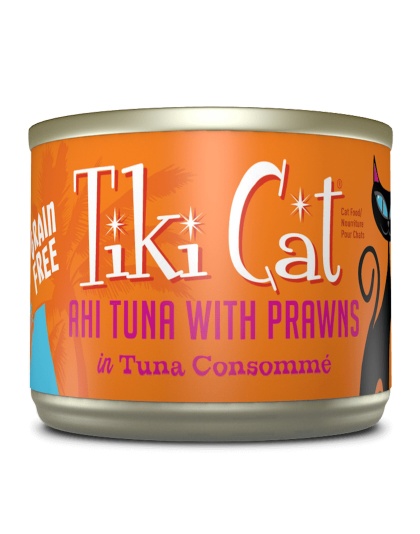 Tiki Pets Cat Manana Grill Ahi Tuna & Prawns in Broth 6oz. (Case of 8)