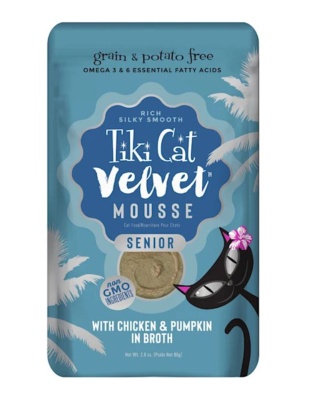 Tiki Pets Cat Senior Mousse with Chicken and Pumpkin in Broth 2.8oz. (Case of 12)