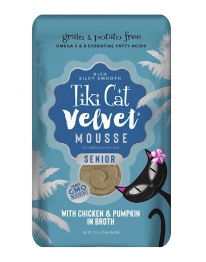 Tiki Pets Cat Senior Mousse with Chicken and Pumpkin in Broth 2.8oz. (Case of 12)