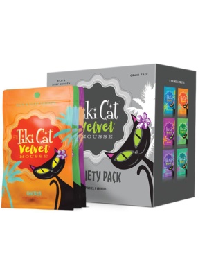 Tiki Pets Cat Velvet Mousse 2.8oz. Variety Pack (Case of 12)