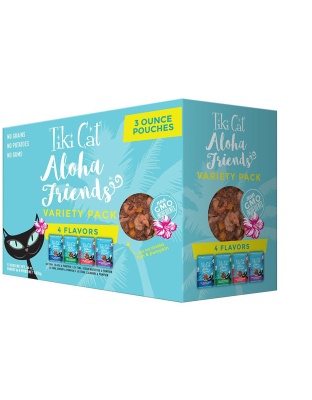 Tiki Pets Cat Aloha Friends 3oz. Pouch Variety Pack (Case of 12)