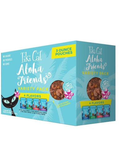 Tiki Pets Cat Aloha Friends 3oz. Pouch Variety Pack (Case of 12)