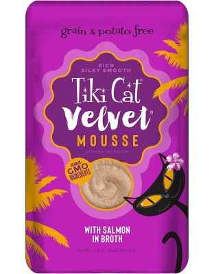 Tiki Pets Cat Velvet Mousse Salmon in Broth 2.8oz. (Case of 12)