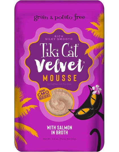 Tiki Pets Cat Velvet Mousse Salmon in Broth 2.8oz. (Case of 12)