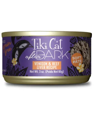 Tiki Pets Cat After Dark Venison and Beef Liver Pat 3oz. (Case of 12)
