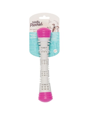 Messy Mutts Totally Dog Chew N Squeak Stick Grey Pink Small