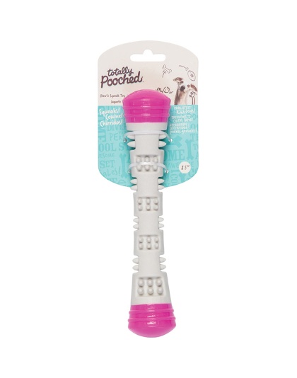 Messy Mutts Totally Dog Chew N Squeak Stick Grey Pink Small