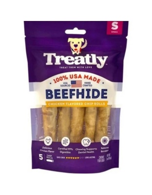 Treatly 100% USAbeefhide Chip Rolls Chicken 5in. -5 Pk