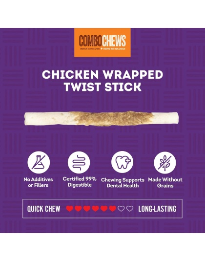 Treatly Beefhide Combo Chews Chip Rolls with Meat Wra Chicken Small-20 Pk