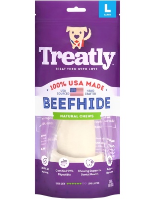 Treatly 100% USA Beefhide Bone with Header Card Natural 9in. 1 Pk
