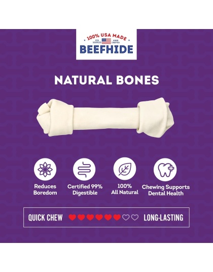 Treatly 100% USA Beefhide Bone with Header Card Natural 9in. 1 Pk