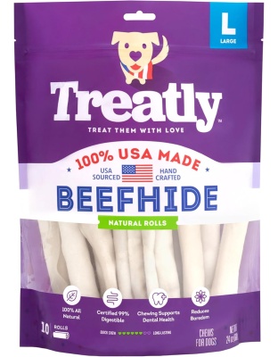 Treatly 100% USA Beefhide Rolls Natural 8in. -10 Pk