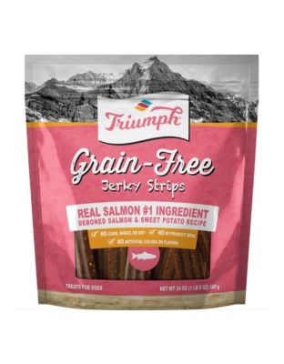 Triumph Grain Free Jerky Dog Treats Salmon/Sweet Potato 24oz.