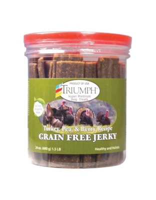 Triumph Grain Free Jerky Dog Treats Turkey/Pea/Berry 24oz.