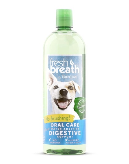 TropiClean Fresh Breath Oral Care Water Additive Plus Digestive Support for Dogs 1ea/33.8 fl oz