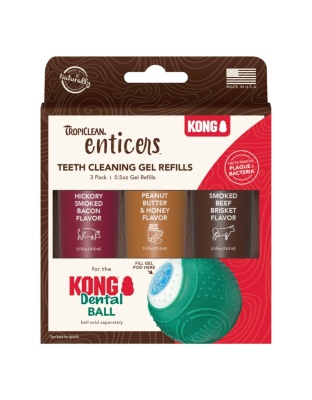 TropiClean Enticers Teeth Cleaning Gel Refills for KONG Dental Ball Variety 1ea/3 pk