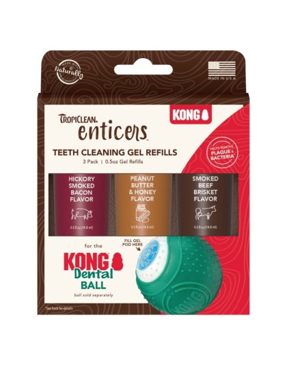 TropiClean Enticers Teeth Cleaning Gel Refills for KONG Dental Ball Variety 1ea/3 pk