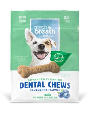 TropiClean Fresh Breath Advanced Cleaning Dental Chews for Dogs Blueberry 1ea/11 oz, 20 ct, SMall
