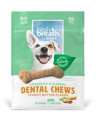 TropiClean Fresh Breath Advanced Cleaning Dental Chews for Dogs Peanut Butter 1ea/11 oz, 20 ct, SMall
