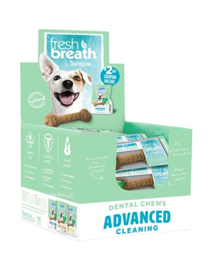 TropiClean Fresh Breath Single Serve Dong Dental Chew Display 1ea/30 Piece
