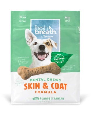 TropiClean Fresh Breath Skin & Coat Dental Chews for Dogs 1ea/11 oz, 10 ct, Regular