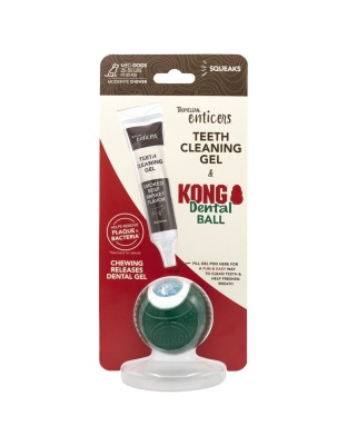 TropiClean Enticers Teeth Cleaning Gel & KONG Dental Ball Beef Brisket 1ea/1 oz, MD