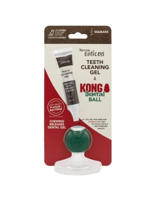 TropiClean Enticers Teeth Cleaning Gel & KONG Dental Ball Beef Brisket 1ea/1 oz, SM