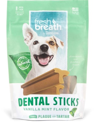 TropiClean Fresh Breath Dental Sticks for Dogs Vanilla Mint 1ea/8 oz, 8 ct, Regular