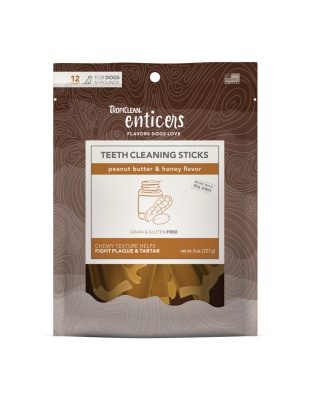 TropiClean Enticers Teeth Cleaning Sticks for Dogs Peanut Butter & Honey 1ea/12 ct