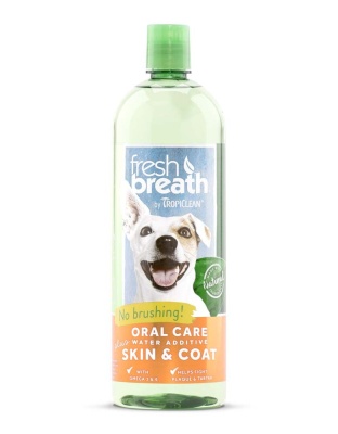 TropiClean Fresh Breath Oral Care Water Additive Plus Skin & Coat for Dogs 1ea/33.8 fl oz
