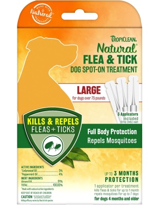 TropiClean Natural Flea & Tick Spot On Treatment for Dogs 1ea/0.68 fl oz, 4 ct