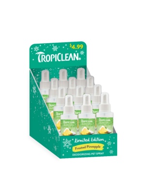 TropiClean Limited Edition Deodorizing Pet Spray Counter Display Frosted Pineapple, 12Pc (2 displays)