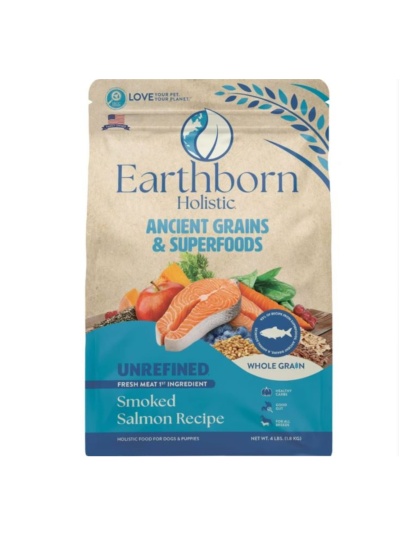 Earthborn Holistic Unrefined Whole Grain Dog Food Smoked Salmon  4 Lb