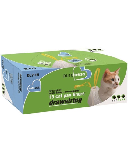 Van Ness Plastics Drawstring Cat Pan Liner White 1ea/Extra-Giant, 6 ct