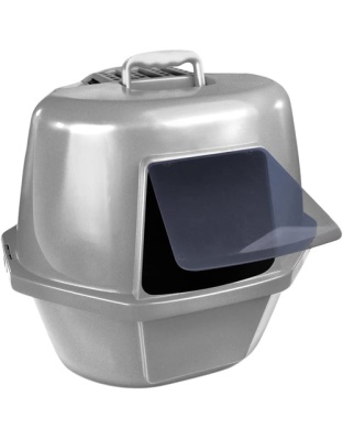Van Ness Plastics Enclosed Corner Cat Litter Box Silver 1ea/LG