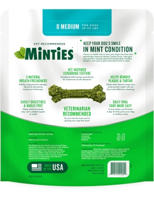 Vetiq Minties Dental Bone For Dogs Medium/Large 6.4oz. - 8count