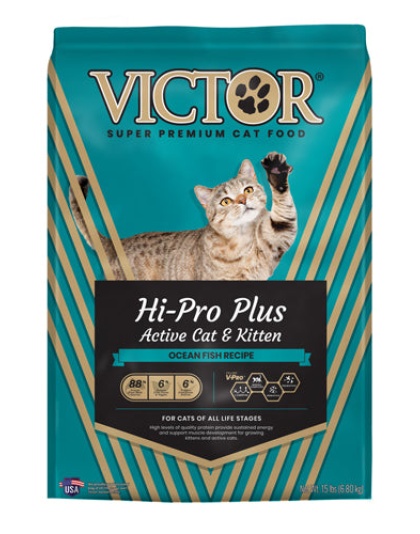Victor Super Premium Dog Food Hi-Pro Plus Active Cat & Kitten Dry Cat Food Ocean Fish 1ea/15 lb