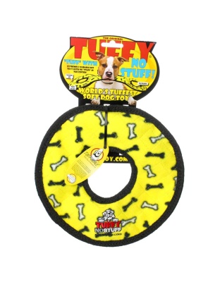 Tuffy NO STUFF Ultimate Ring Dog Toy Yellow Bone 1ea/9 in
