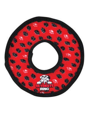 Tuffy Ultimate Ring Durable Dog Toy Red Paw 1ea/11 in