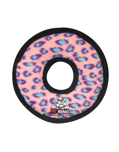 Tuffy Jr Ring Durable Dog Toy Pink Leopard 1ea/7 in