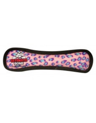 Tuffy Ultimate Bone Durable Dog Toy Pink Leopard 1ea/13 in