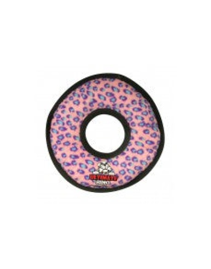 Tuffy Ultimate Ring Durable Dog Toy Pink Leopard 1ea/11 in