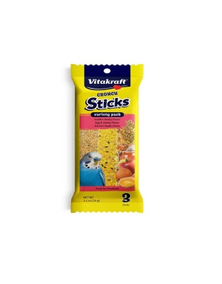 Vitakraft Crunch Sticks Variety Golden Honey, Egg & Honey, Harvest Apple Parakeet Treat 1ea/2.5 oz, 3 ct