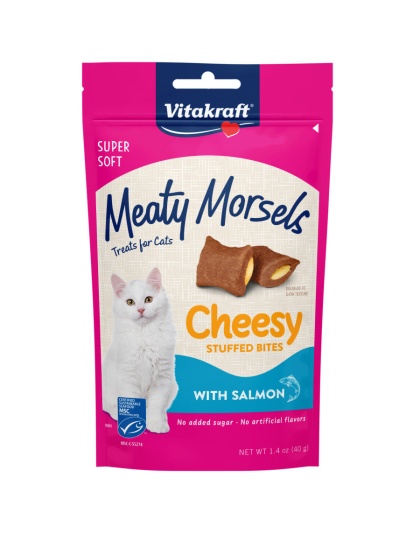 Vitakraft Meaty Morsels Cheesy Stuffed Bites Cat Treats Cheesy w/Salmon 1ea/1.4 oz