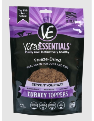 Vital Essentials Freeze Dried Dog And Cat Turkey - Toppers 6oz.