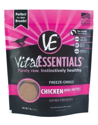Vital Essentials Freeze Dried Grain Free Chicken Mini Patties 1 Lb