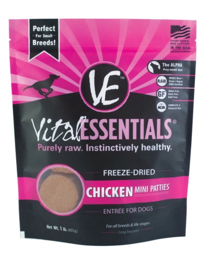 Vital Essentials Freeze Dried Grain Free Chicken Mini Patties 1 Lb