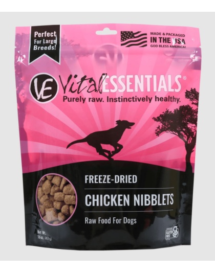 Vital Essentials Freeze Dried Grain-Free Chicken Nibblets Dog Food 1 Lb